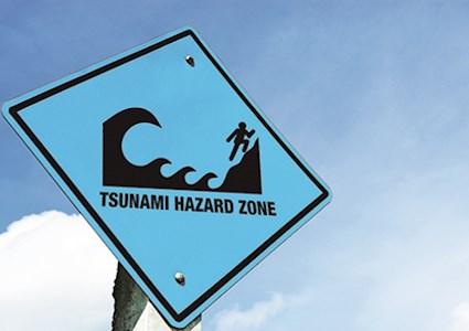Tsunami Hazard Zone sign