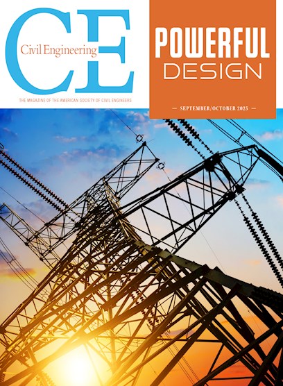 Image shows an electrical power line structure. The sun can be seen on the left. 