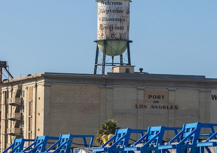 the shore-based energy project is shown with an industrial-type building in the background